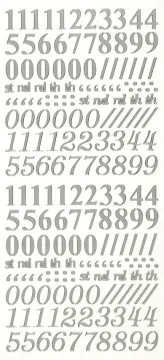 204 Tiny Number Dazzles&trade;  stickers, silver